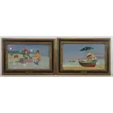 Alfano Dardari, Bum Stocks, Two Oils on Canvas