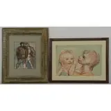 Josef Presser, Untitled, Two Mixed Media Works on Paper