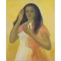 Jesus Guerrero Galvin, Mujer con Paloma, 1961, Oil on Canvas "Mujer con Paloma" 1961