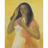 Jesus Guerrero Galvin, Mujer con Paloma, 1961, Oil on Canvas "Mujer con Paloma" 1961