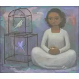 Luis Anaya, Nina con Pajaros, 1961, Oil on Canvas "Nina con Pajaros" 1961 Signed and dated lower right