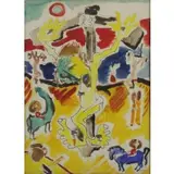 Wilhelm Wöller, Wilhelm Woeller (German, 1907-1954), Figurative Abstract Watercolor on Paper