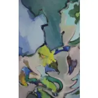 William Littlefield, Channel 2 Auction, Boston, MA label affixed verso, Oil on Canvas "The Still Center (Deliverance + Return to His Own) 1957