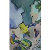 William Littlefield, Channel 2 Auction, Boston, MA label affixed verso, Oil on Canvas "The Still Center (Deliverance + Return to His Own) 1957