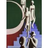 Mark Kostabi, Figures Descending a Staircase
