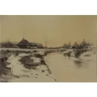 Winter Landscape by Edward Gay, Watercolor, sold Feb 2017