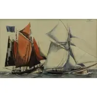 Theodore Feininger, A Reminiscence, 1937, Watercolor and charcoal on laid paper