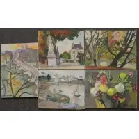 Hélène Marre, Untitled, 5 Oils on Canvas, 1955-1960
