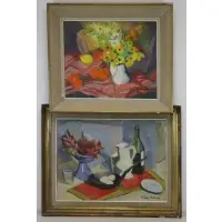 Hélène Marre, Untitled, Two Oil on Canvas Still Lifes
