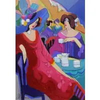 Cafe Scene by Isaac Maimon, Oil on Canvas, sold Feb 2017