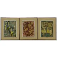 Untitled by Tobias Schneebaum, Three Abstract Oil on Board, sold Feb 2017