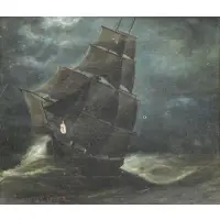 James Tyler, Ship at Night, Oil on Canvas