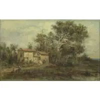 Pastoral Scene by Jules J Claverie, Oil on Canvas, sold Jan 2017