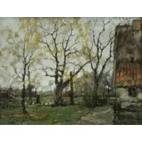 Arnold Marc Gorter, Cottage in Autumn, Oil on Canvas