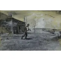 Roy Mason, Duck Hunter in Landscape, Gouache on Paper