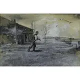 Roy Mason, Duck Hunter in Landscape, Gouache on Paper