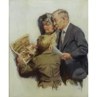 Anton Fischer, The Big News, 1917, Oil on Canvas