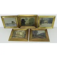 R. S Thomason, Untitled, 5 Early 20th C. Oil on Board Landscapes