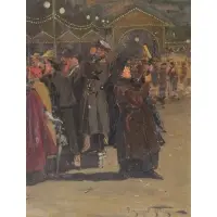 Aleksander Makovskij, Festive Gathering, Oil on Board