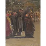 Aleksander Makovskij, Festive Gathering, Oil on Board