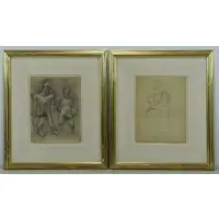 Jean Charlot, J.C., Two Pencil Drawings