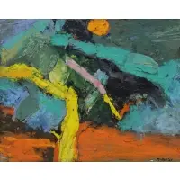 George McNeil, Landscape, 1969, Oil on Masonite "Landscape" 1969