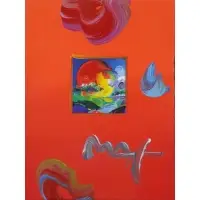 Peter Max, Sunset, Acrylic over Print on Paper