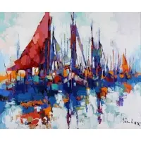 Nicola Simbari, Porto a Mare, Oil on Canvas