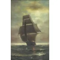Frederick W Billing, Ship at Sea, Oil on Canvas