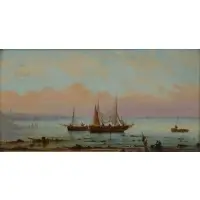 Gian Gianni, Italian Fishing Boats, Oil on Panel