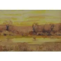 Charles P Adams, Sunset Landscape, Watercolor
