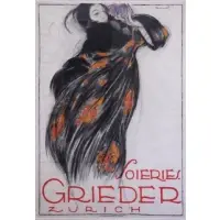 Charles Loupot, Soires / Grieder / Zurich, 1918, Color Lithograph Poster "Soires / Grieder / Zurich" 1918