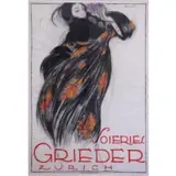 Charles Loupot, Soires / Grieder / Zurich, 1918, Color Lithograph Poster "Soires / Grieder / Zurich" 1918