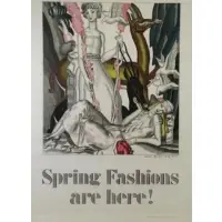 Jean Dupas, Spring Fashions are here!, 1929, Color Lithograph Poster "Spring Fashions are here!" 1929, Printed by Tolmer, Paris