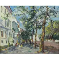 Quai de Montebello by Rene Zimmermann, 1964, Oil on Canvas "Quai de Montebello" 1964, sold Dec 2016