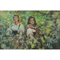 Giordano Giovanetti, Beauties Among Grapes, Oil on Canvas