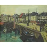 Arbit Blatas, French Port, Oil on Canvas