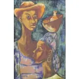 Luckner Lazard, Two Women,1957, Oil on Masonite