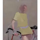 Robert James Baxter, Girl on Her Red Bicycle, Oil on Canvas