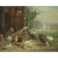 Andre Hofmann, Peacock and Roost, Oil on Panel