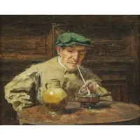 Piet Verhaert, Man with Pipe, Oil on Board