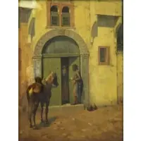 Alberto Pasini, Orientalist Scene, Oil on Panel