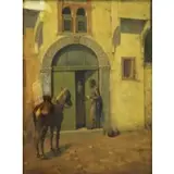Alberto Pasini, Orientalist Scene, Oil on Panel