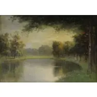 Alexander Scott, The East Hampton Long Island Village Pond, Oil on Board