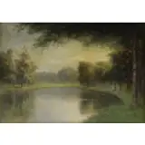 Alexander Scott, The East Hampton Long Island Village Pond, Oil on Board
