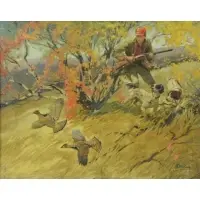 Jay Darling, Hunting Scene, Oil on Canvas