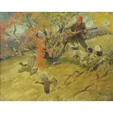 Jay Darling, Hunting Scene, Oil on Canvas