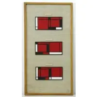 Jerry Okimoto, Study for Mobile Painting 5B, Three mixed media compositions on board, framed as one