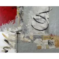 Mildred Hermann, Untitled (Red), Acrylic and Collage on Canvas