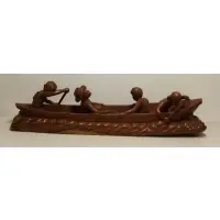 Mario Padallin, Untitled, Beautifully executed carved boat with people on board and signed